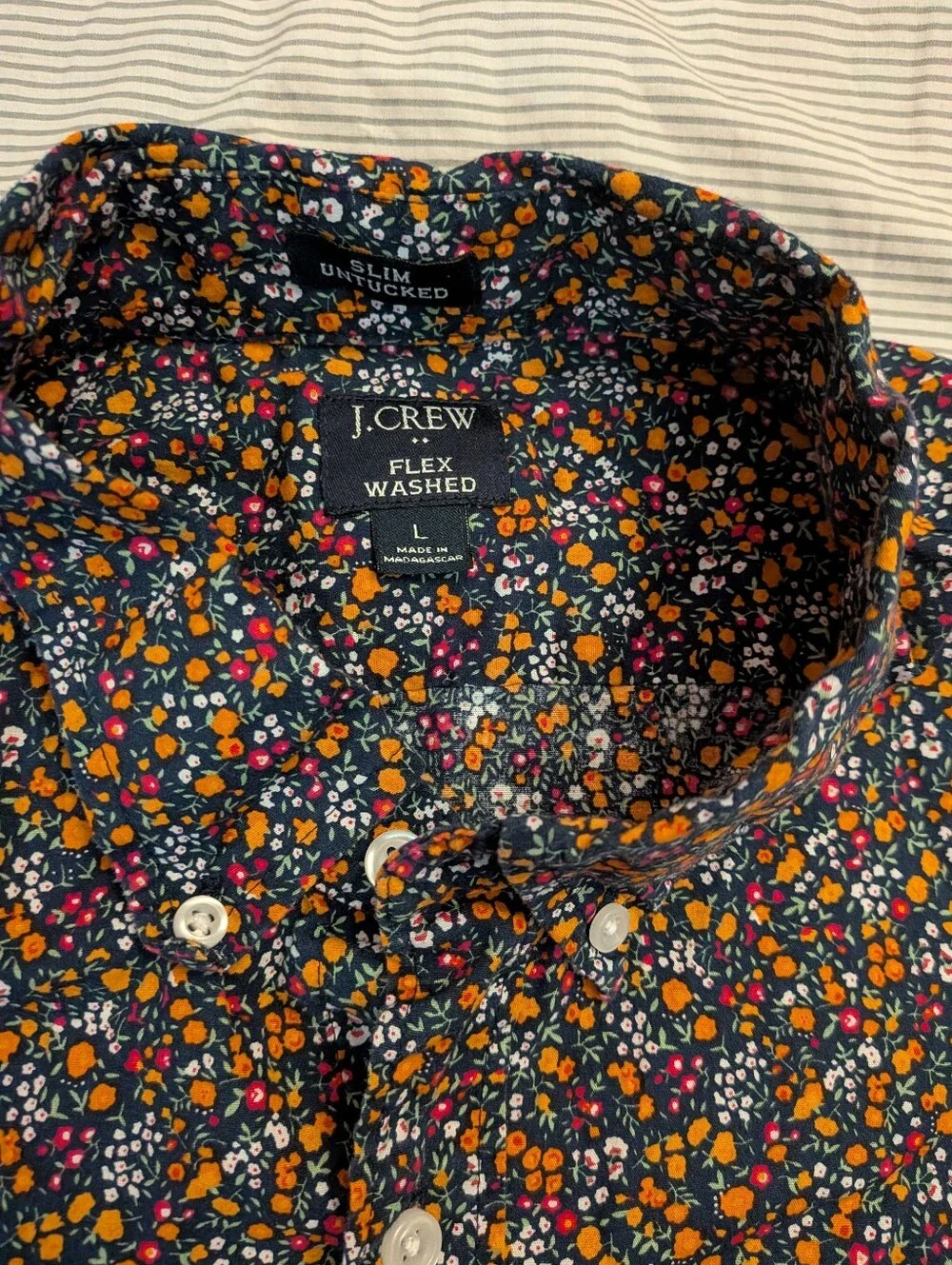 Men's Long-Sleeve Floral Button-Down Shirt - Multicolor